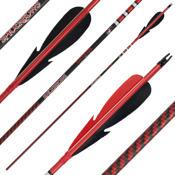 Komplettpfeil | SPIDERBOWS Raven.One KevTech - 4,2mm - Carbon | Farbe: Rot | Spine 500 | Custom