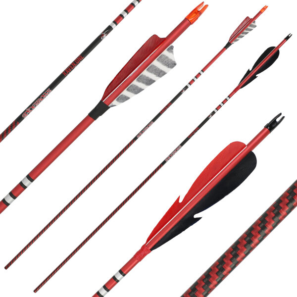 Komplettpfeil | SPIDERBOWS Raven.One KevTech - 6,2mm - Carbon | Farbe: Rot | Spine 500 | 32.0 Zoll